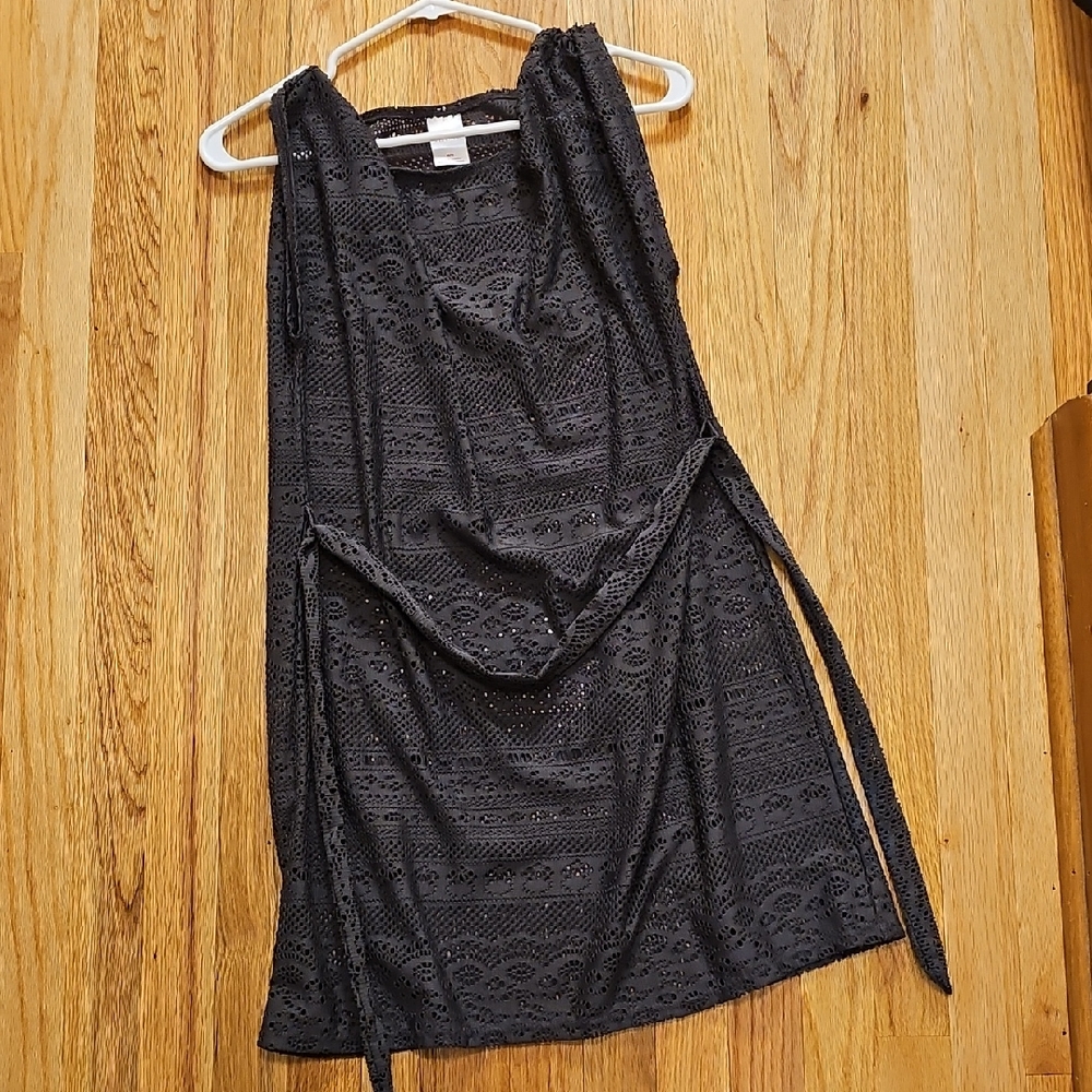 Charcoal Grey Lace Swim Coverup